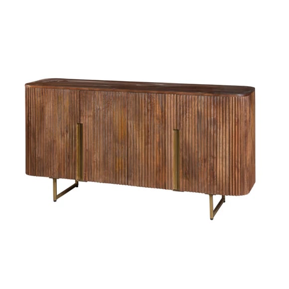 Aparador Maison com 4 portas em madeira maciça e pés metálicos - 160x45x82cm