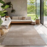 thumbnail of Carpetsale24 Kurzflor Teppich 280x370 cm XXL Beige Wohnzimmer, Schlafzimmer, Küche, Skandinavisch Boho Motiv, für Outdoor Bereich geeignet