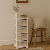 thumbnail of Scaffale cassettiera con 4 ceste shabby vintage legno di paulonia 28x25x74cm bianco