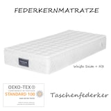 thumbnail of Merax Federkernmatratze, 7 Zonen Kaltschaum Matratze, Taschenfederker, 90x200cm, Härtegrad H3, 25cm Höhe, Öko-Tex zertifiziert