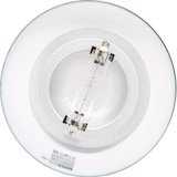 Eine runde Lampe mit einem Glasrohr in der Mitte.