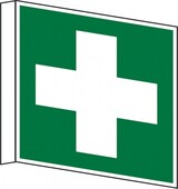 thumbnail of Dreifke® | Schild Rettungszeichen, Erste Hilfe E003 Fahnenschild- 150x150x0.45 mm Aluminium glatt, langnachleuchtend