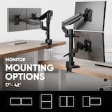 thumbnail of ONKRON Monitor Halterung 2 Monitore für 17 - 42 Zoll Bildschirme bis 15 kg pro Arm, dual Monitor Arm mit Gasdruckfeder,  VESA 75x75-100x100, G140-B