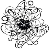 thumbnail of Große Doodle-Wanduhr Ø90 cm aus schwarzem Eisen mit Zahlen und gewebtem Rahmen. Modernes dekoratives Design. Weiße Zeiger. Hergestellt in Italien