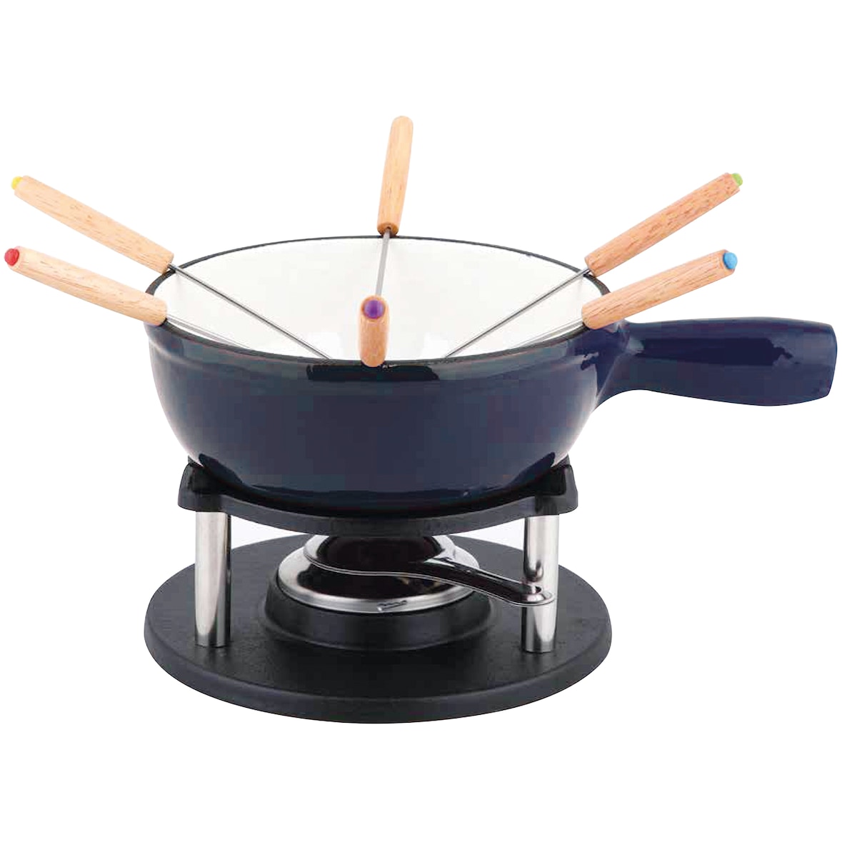 CS KOCHSYSTEME, ALPEN Fondue Set blau, Gusseisen emailliert, backofenfest,induktionsgeeignet