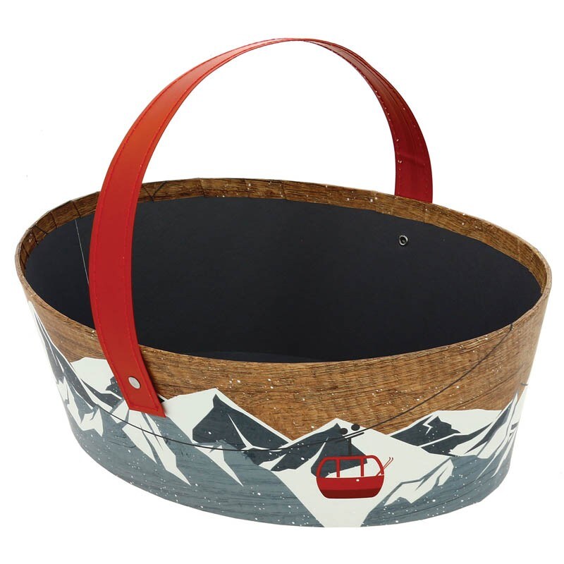 CREAPAK Chalet panier - carton ovale, 1 anse pvc rouge 24x20x8 cm - carton de 20