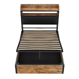 thumbnail of Bett 90x200 cm mit hydraulischem Stauraum, USB-Anschlüssen und Retro-Holz-Metall-Design – multifunktional Schwarz