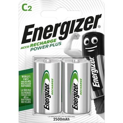 ENERGIZER Pile Power Plus Rechargeable C LR14 2500 mAh, pack de 2 piles