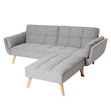 thumbnail of Schlafsofa HWC-K18 mit Ottomane, Couch Sofa Gästebett, Schlaffunktion 218x175cm ~ Stoff/Textil hellgrau