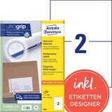thumbnail of Avery Zweckform 3655 Universal-Etiketten, A4 mit ultragrip, 210 x 148 mm, 100 Bogen/200 Etiketten, weiß