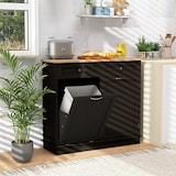 thumbnail of COSTWAY Ladekast voor 42 liter vuilnisbakken, keukenkast met groot werkblad, 2 laden (bruin)