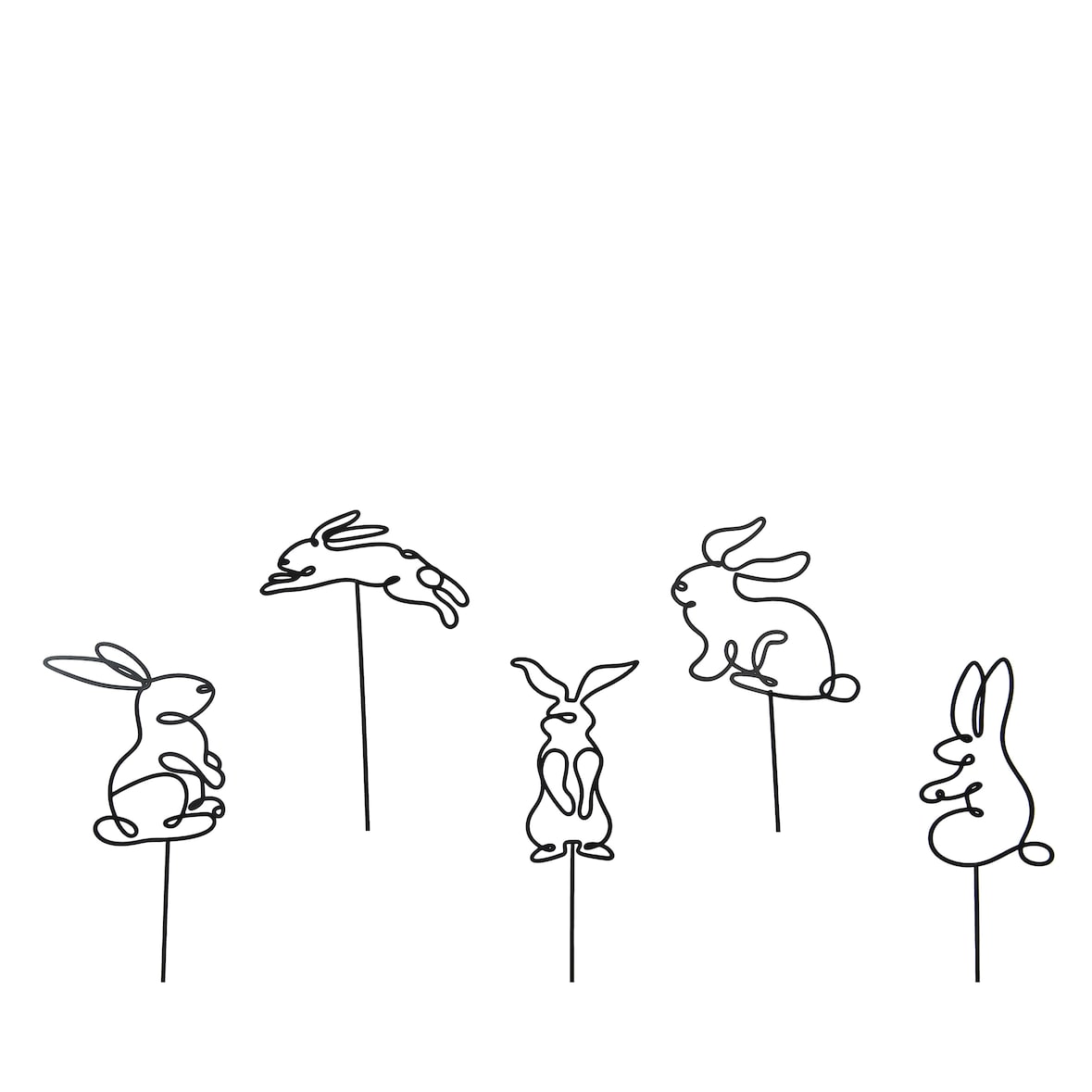 1 Blumenstecker 21cm Metallhase Gartenstecker Gartendeko Pflanzenstecker Außen Deko Metall Blumen Garten Outdoor Außendeko Gartenschmuck Schwarz