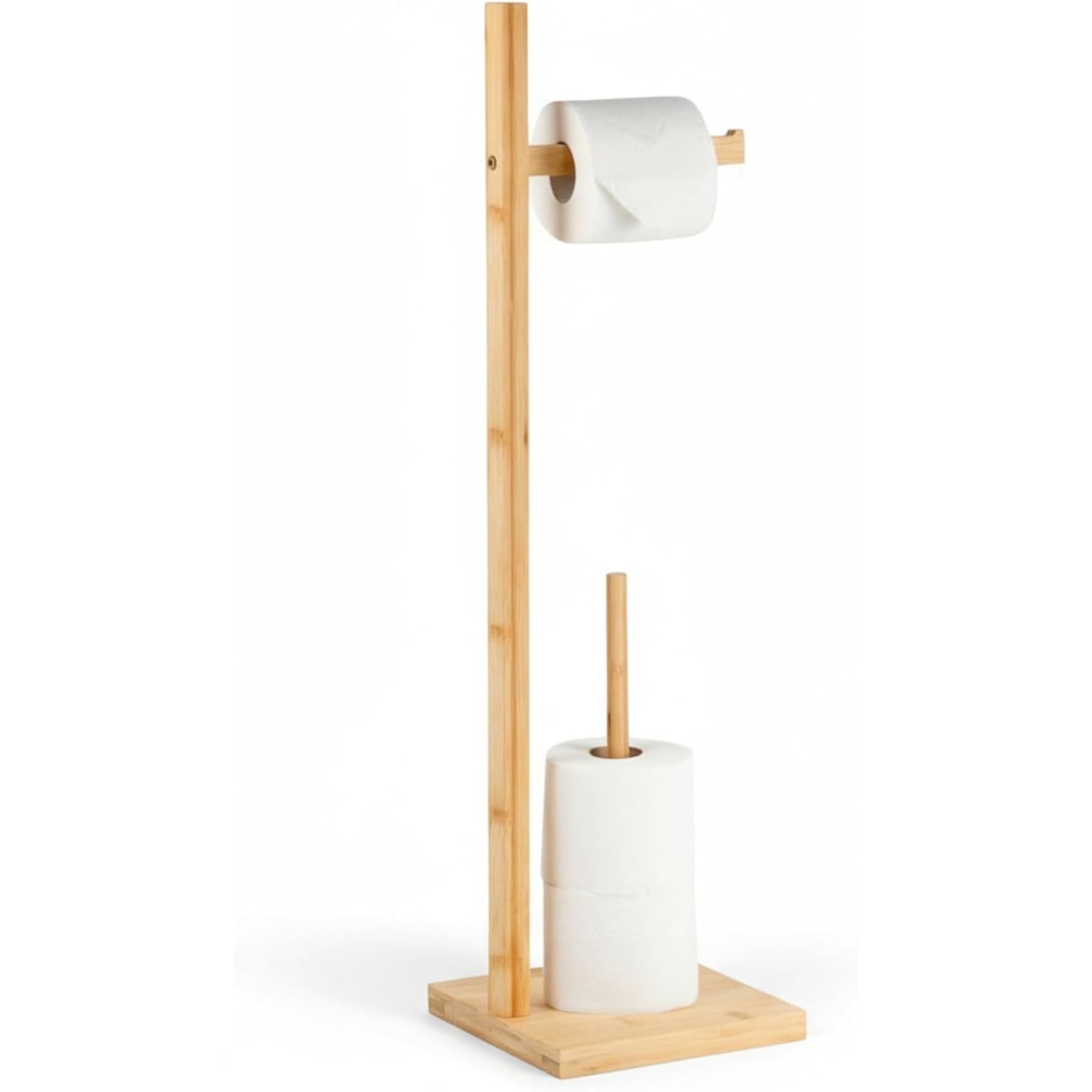 Suporte para papel higiénico de chão em madeira de bambu