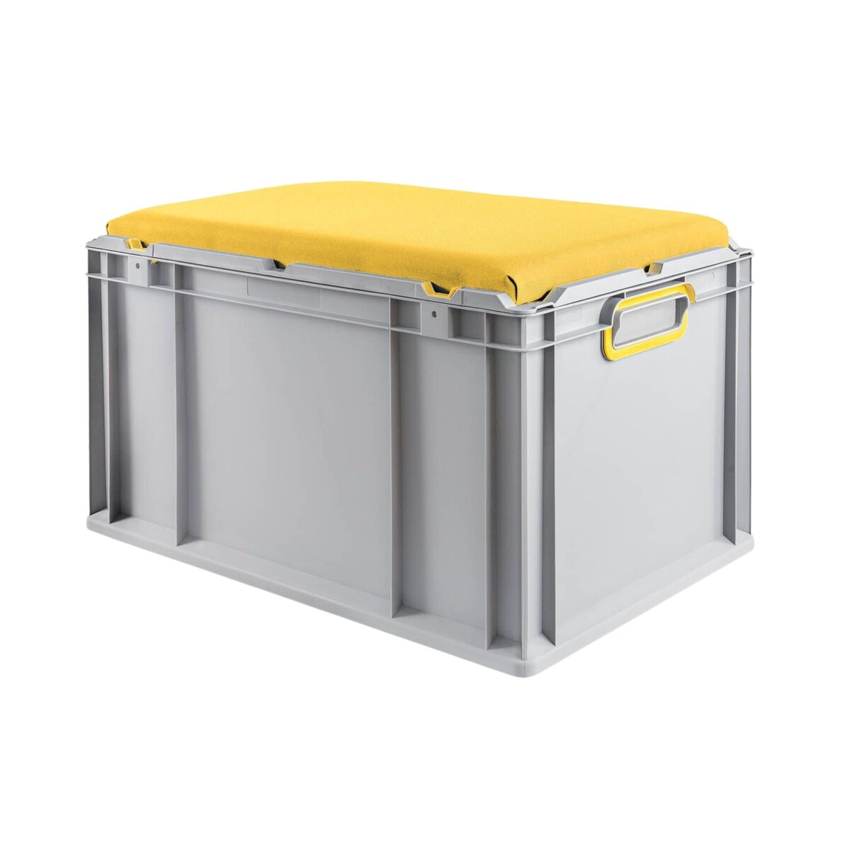 PROREGAL Eurobox NextGen Seat Box Gelb | HxBxT 36,5x40x60cm | 65 Liter | Griffe geschlossen | Eurobehälter, Sitzbox, Transportbox, Transportbehälter