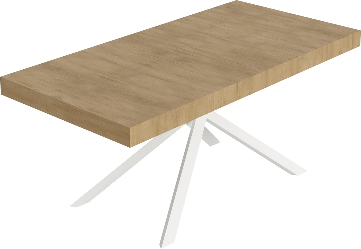 Niket Ausziehtisch 180/284x90 cm Natur-Eiche weiße Beine