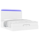 thumbnail of vidaXL Ottoman-Bett mit Matratzen & LEDs Weiß 200x200 cm Kunstleder