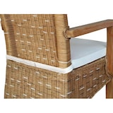 thumbnail of Esszimmer Stühle Set mit Armlehnen 4 Stück Rattanstühle braun Perth Korbstuhl Sessel nachhaltig : mit Sitzkissen