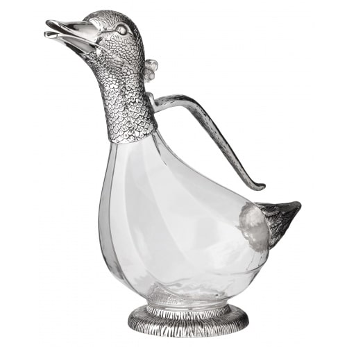 Dekantierente Dekanter Karaffe Daisy, edel versilberte Elemente, Höhe 26 cm, Füllmenge 0,9 Liter