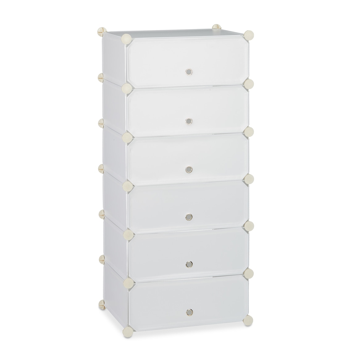 Relaxdays Schuhschrank Kunststoff, Schuhregal geschlossen, Regalsystem 6 Fächer, H x B x T: 107 x 49 x 37 cm, weiß