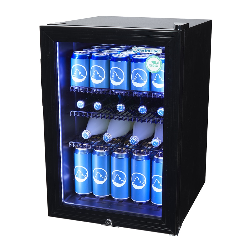 Gastro-Cool - Flaschenkühlschrank mit Glastür - schwarz - Hochleistungs-LED - GCKW65