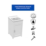 thumbnail of GLOUPIE Mobile Lavatoio Wash Bianco Con 1 Anta Con Vasca, L 45 x P 50 x H 85 cm, Completo Di Asse Lava Panni E Kit Di Scarico