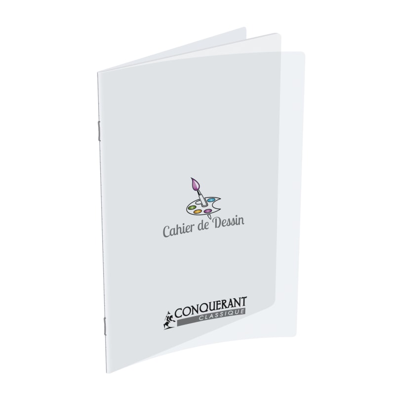 Lot de 10 Cahier Dessin Classique PP piqué 17x22, 32p./16 feuilles 90g/m², uni, incolore