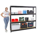 thumbnail of PROREGAL Schwerlastregal Dino | HxBxT 180x200x45 cm | Fachlast 500kg | Schwarz | Steckregal Lagersystem Stecksystem Regalsystem