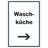thumbnail of Waschküche Aufkleber mit Text und Richtungspfeil rechts Waschraum hochkant A3 (297x420mm)