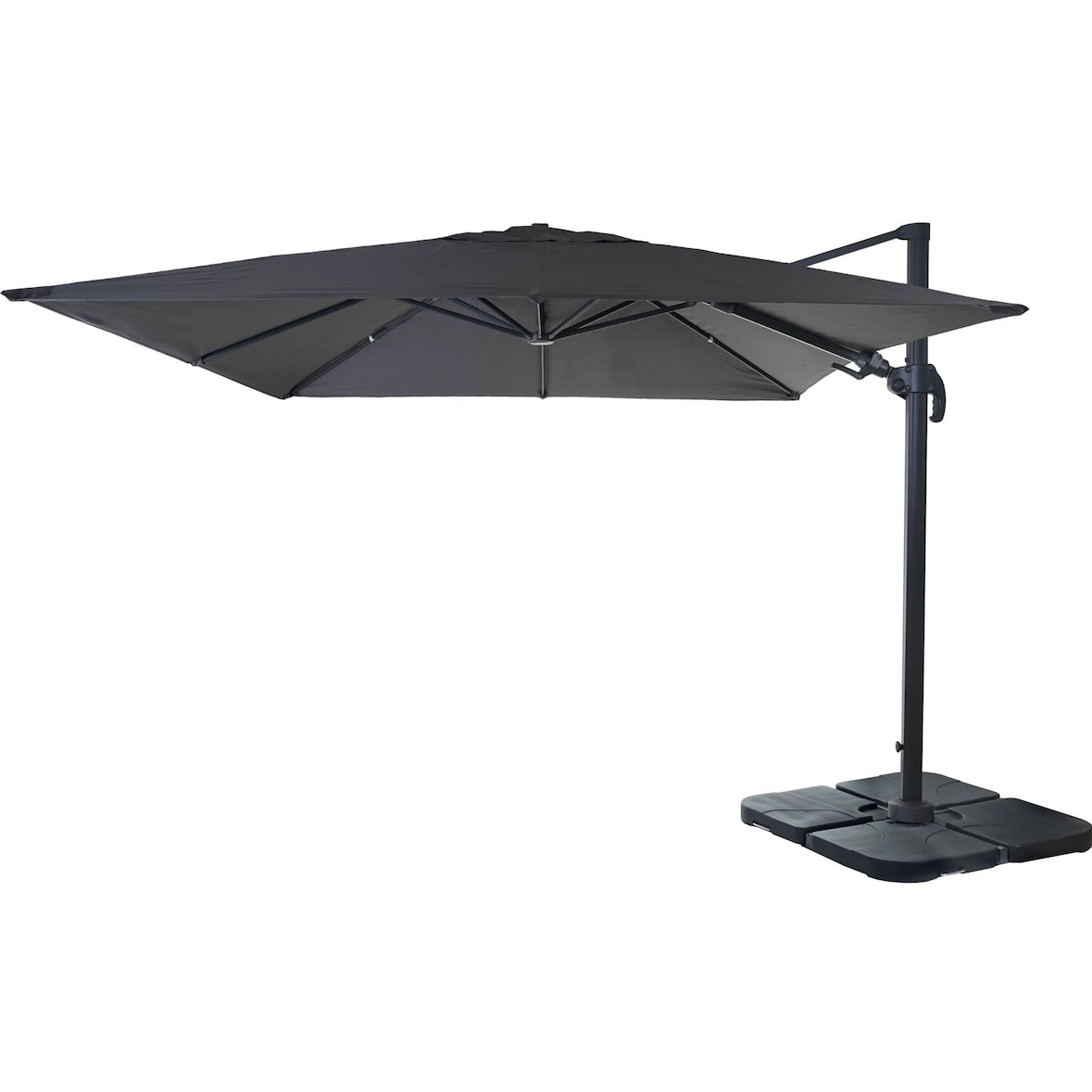 Décoshop26 - Professionele restaurantparasol voor tuinterras 3x3m (Ø4,24m) draaibaar polyester aluminium/staal 23kg antraciet met 04_0003444