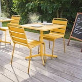thumbnail of Ensemble table de terrasse carrée et 2 chaises métal jaune - Oviala