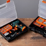 thumbnail of Relaxdays Sortierbox, 4er Set, 3 Größen, 49 Fächer, Kunststoff, Aufbewahrung Kleinteile, Sortimentsbox, schwarz/orange