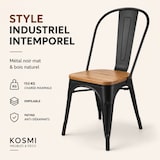 thumbnail of Kosmi - Lot de 4 chaises en métal Noir Mat et Assise en Bois Clair - Style Industriel