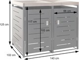 thumbnail of XL 2er-/4er-Mülltonnenverkleidung HWC-H40, Mülltonnenbox, Pflanzkasten Edelstahl-Metall 63kg 125x140x102cm erweiterbar