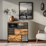 thumbnail of Commode CONTINENTO XL 88,5 x 36 x 84,5 cm 10 schuiflades 1 deur massief dennen hjh LIVING