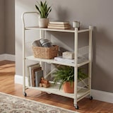 thumbnail of WellHome - Carrinho de armazenamento dobrável com 3 prateleiras e rodas na cor branca - 86x34,5x105 cm