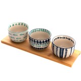 thumbnail of Tablett und seine 3 Schalen Peluso - Blau Rund Steinzeug Amadeus