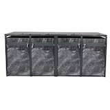 thumbnail of Set 4x copribidoni box spazzatura rifiuti HWC-J82 80x264x117cm acciaio inox antracite marmo scuro