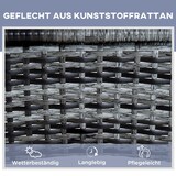 thumbnail of Sonnenliegen-Set Metall & Polyrattan Grau, 3-teilig mit 2 verstellbaren Gartenliegen, Beistelltisch, Rollen, wetterfest