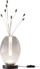 Eine Vase mit einem Licht und Zweigen.