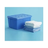 thumbnail of Caixa de arrumação de 60 litros em plástico azul com tampa e pega n.º 18
