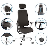 thumbnail of Bürostuhl / Chefsessel PRO-TEC 400 Stoff schwarz Alu poliert hjh OFFICE