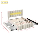 thumbnail of Merax 140 x 200 Polsterbett, Polsterbett mit 4 Schubladen, Polsterbet Bett mit LED-Lichtleiste mit USB und Stereoanlage, Beige