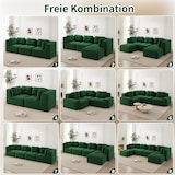 thumbnail of Merax 4-Sitzer Modulares Sofa mit 2x Hocker, Cloud Sofa Cord rahmenlos, Lounge Sofa bodennah, mit breiten Armlehnen, Grün