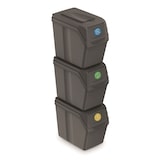 thumbnail of Prosperplast Juego de 3 cubos de reciclaje con capacidad de 60 litros de compartimentos en color gris 39x23x33 cm