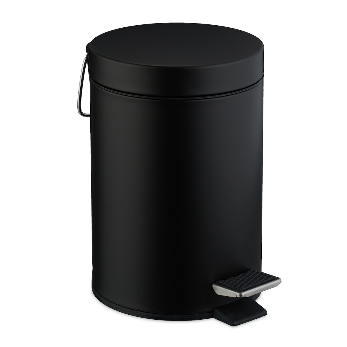 Relaxdays Kosmetikeimer, 3 Liter, entnehmbarer Inneneimer, Metall, Badezimmer & Gäste WC, Mülleimer mit Deckel, schwarz