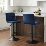 thumbnail of CHEFGASTRO 2er Set Barhocker ALASKA Samt Schwarz HxBxT 94x46x47cm Samt Blau Barstuhl