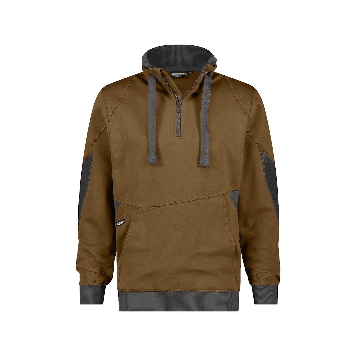 DASSY Sweatshirt STELLAR - Troyer mit Reißverschluss - Arbeitspullover lehmbraun/anthrazitgrau 2XL