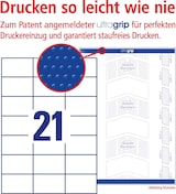 Etiketten mit einem speziellen Griff für problemloses Drucken.