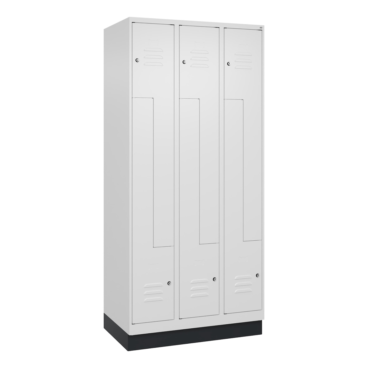 C+P Z-Spind Classic PLUS, Sockel, 6 Abteile, HxBxT 195x90x50cm, Zylinderschloss, Verkehrsweiß von PROREGAL