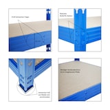 thumbnail of PROREGAL Mega Deal 5x Profi Schwerlastregal Rhino | HxBxT 180x200x60cm | 4 Spanplatten-Ebenen 8mm | Fachlast 500kg | Blau